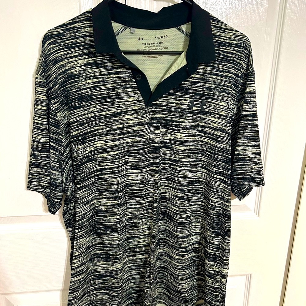 Under Armour Men's Black and Green polo large
